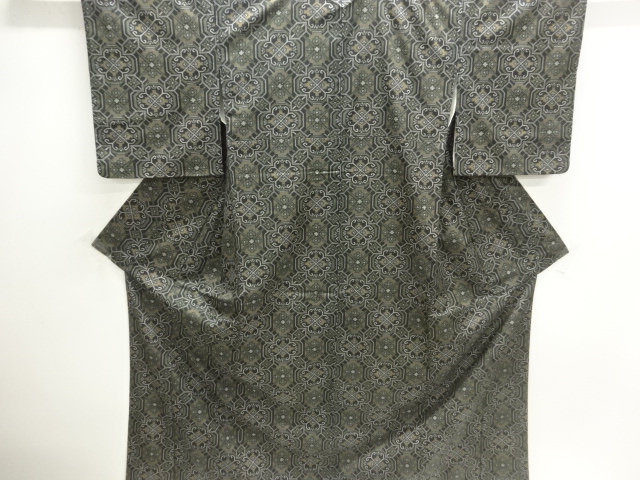 JAPANESE KIMONO / NISHIJIN DENSHO TSUMUGI / WOVEN ABSTRACT FLOWER SHOKKO PATTERN